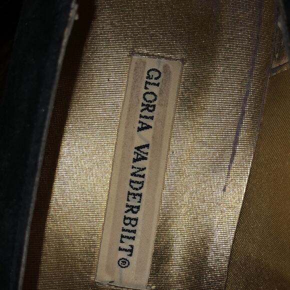 Gloria Vanderbilt Vintage Preppy Glam Academia Note Vintage Black Gold Heels 9 - Picture 11 of 15